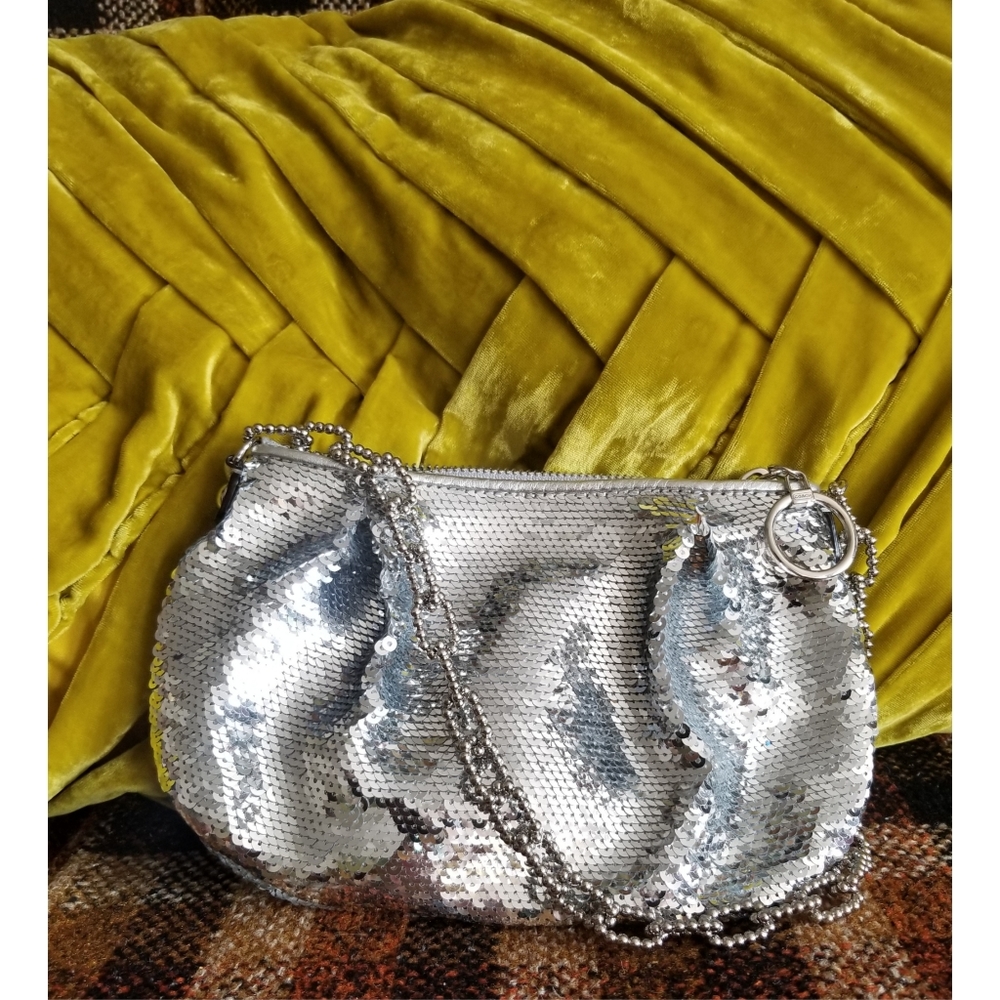 Coach Poppy Occasion Silver Sequin Pouch